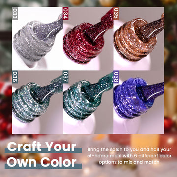 Twinkle & Cheer - Christmas Glitter Gel Nail Polish 6 Colors Set 7.5ml
