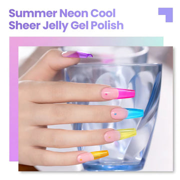Neon Ice Pop Series – Summer Neon Cool Sheer Jelly Gel Polish Set 6 Colors Set 7.5ml