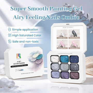 Winter Collection 4-in-1 Art Gel Palette - 9 Cool Tones for Ombre Stamping Painting Emboss TPO HEMA Free 2.5g