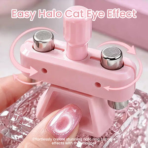 Rotating Glass Bead Cat Eye Tool showcasing easy halo cat eye nail tool effects with powerful magnets.
