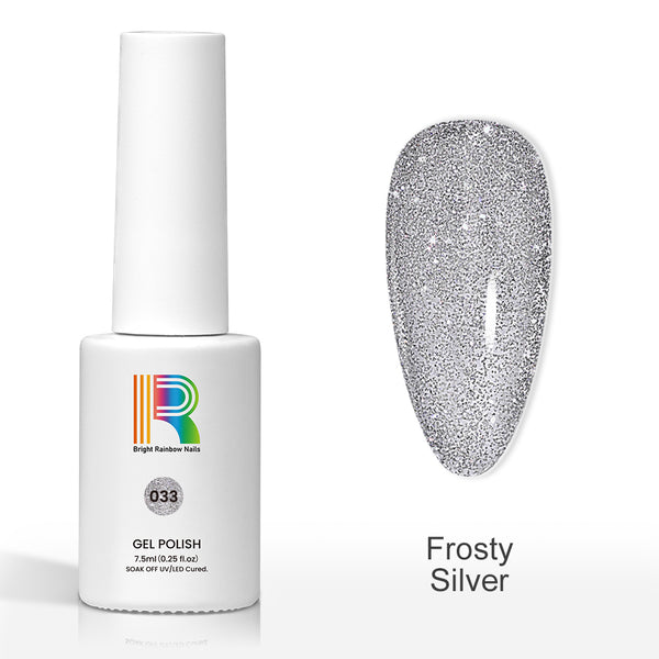 Frosty Silver - Reflective Glitter gel nail polish 7.5ml #033