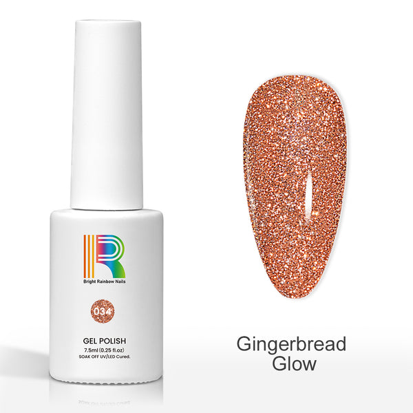 Gingerbread Glow - Reflective Glitter gel nail polish 7.5ml #034