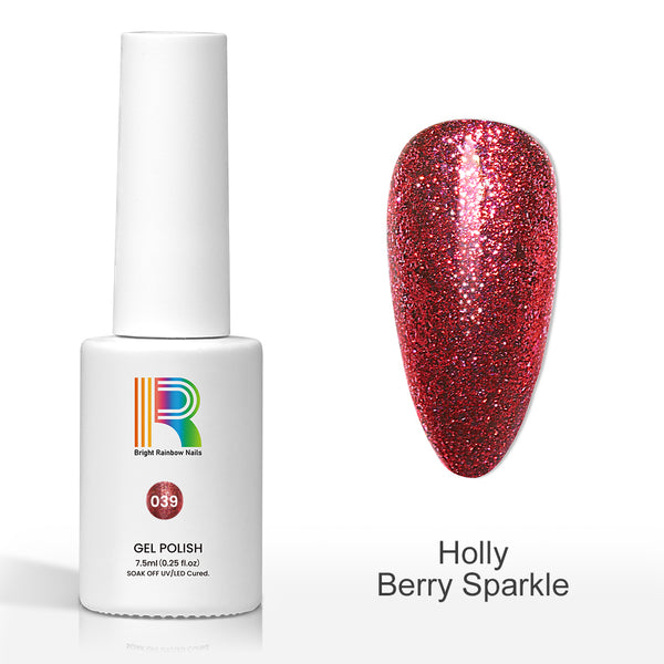 Holly Berry Sparkle - Matallic Glitter gel nail polish 7.5ml #39