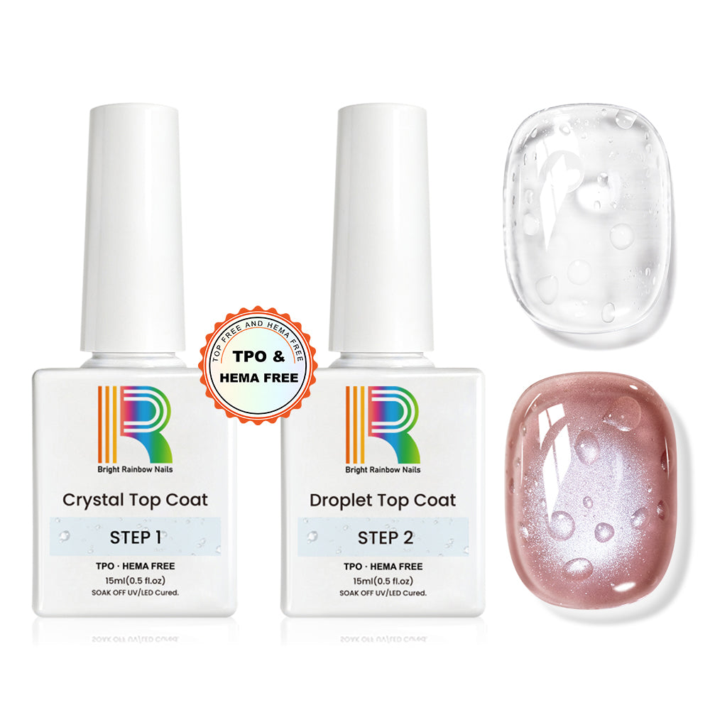 Raindrop Effect Top Coat Set Crystal & Droplet TPO HEMA Free 15ml