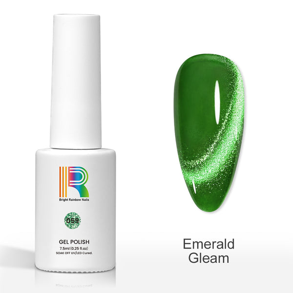 Emerald Gleam - Glitter Shiny Cat Eye Nail Gel Polish 7.5ml #59