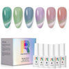 Starry Bloom - Holographic Shimmer Cat Eye Gel Nail Polish  6 Colors Set 7.5ml