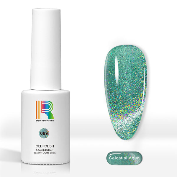 Celestial Aqua - Holographic Shimmer Cat Eye Nail Gel Polish 7.5ml #69