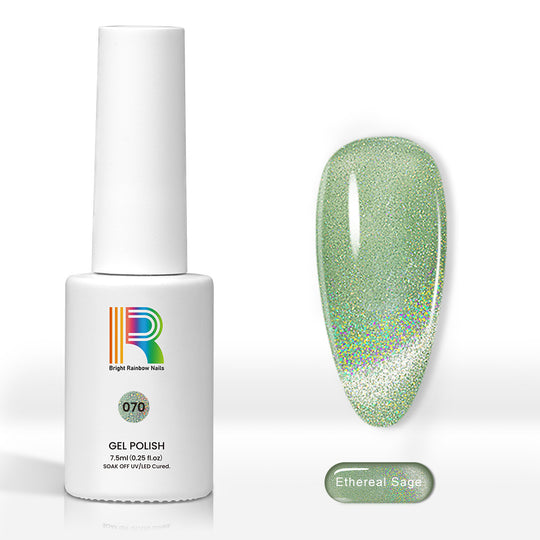 Flash Sale Ethereal Sage Holographic Shimmer Cat Eye Nail Gel Polish 7.5ml #70 - Limited Time 57% OFF