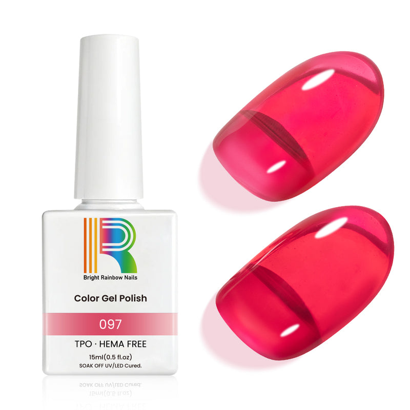Cherry Pink Jelly Gel Nail Polish 15ml #097 TPO & HEMA Free with jelly finish swatches
