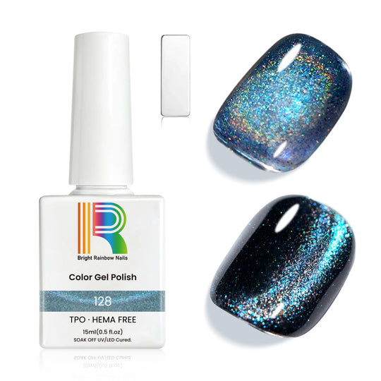 Midnight Blue Holographic Cat Eye Gel Nail Polish 15ml #128 - TPO & HEMA Free