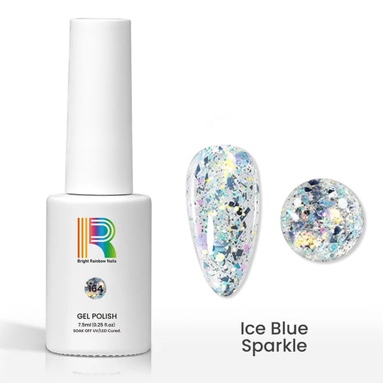 Flash Sale Ice Blue Sparkle – Cool Blue Rainbow Holographic Glitter Gel Polish 7.5ml #164 - Limited Time 57% OFF