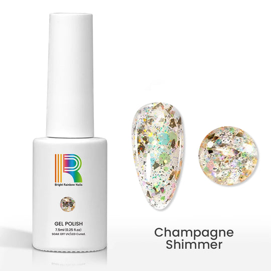 Flash Sale Champagne Shimmer – Golden Champagne Rainbow Glitter Gel Polish 7.5ml #165 - Limited Time 57% OFF