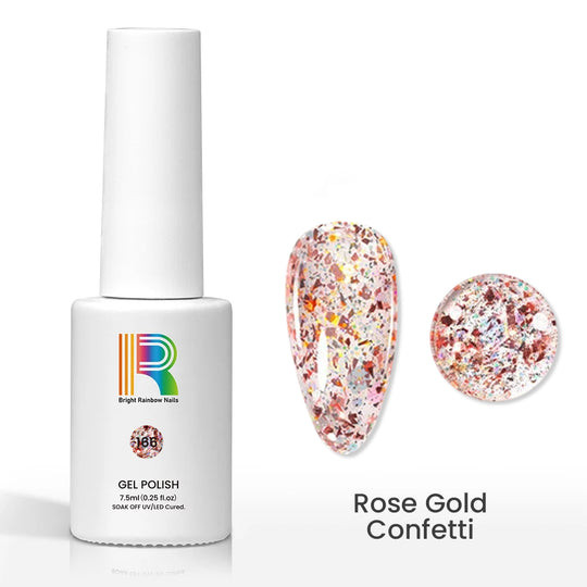Flash Sale Rose Gold Confetti – Warm Rose Gold Rainbow Flakes Glitter Gel Polish 7.5ml #166 - Limited Time 57% OFF
