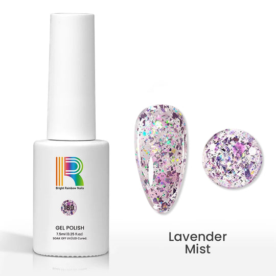 Flash Sale Lavender Mist – Delicate Lavender Rainbow Flakes Glitter Gel Nail Polish 7.5ml #169 - Limited Time 57% OFF