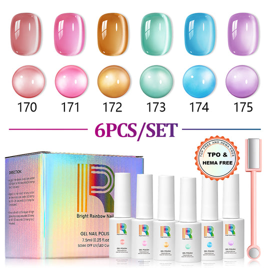 Pastel Aura 6-Color Glass Cat Eye Gel Polish Set 7.5ml
