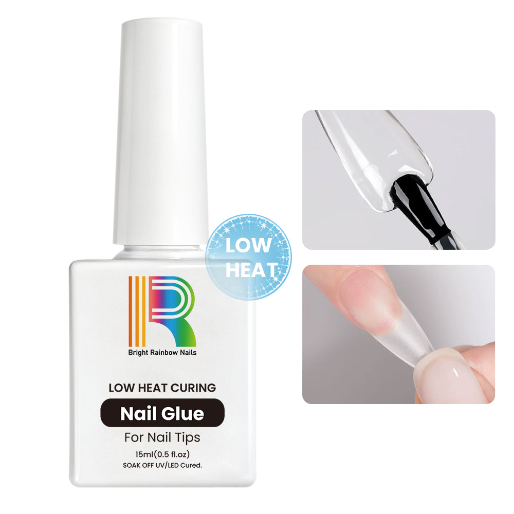 Bright Rainbow Nails Super Strong Nail Adhesive — Low Heat Curing Nail Glue Gel for Nail Tips, 15ml, soak-off UV/LED