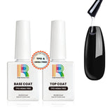 Gel Nail Base & Top Coat Duo — TPO & HEMA Free bottles with applicator, 15ml for at-home manicures.