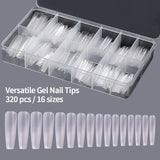 Versatile Gel Nail Tips – 320pcs Full Cover Tips (16 Sizes)