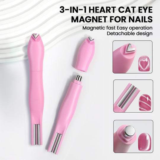 3-in-1 Heart Cat Eye Magnet Nail Wand – Multi-Effect Magnetic Nail Art Tool
