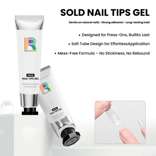 Flash Sale Solid Nail Tips Gel – Non-Sticky Press-On Adhesive (15ml) - Limited Time 54% OFF