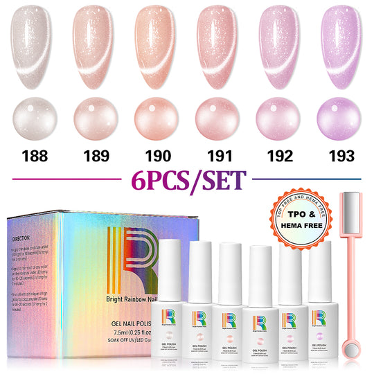 Velvet Nude 6-Color Cat Eye Gel Polish TPO HEMA Free 7.5ml