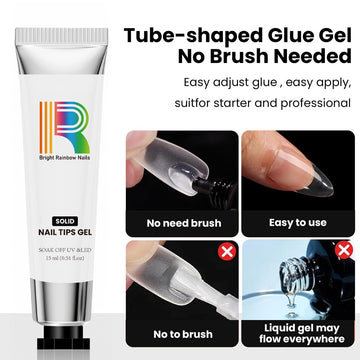 Flash Sale Solid Nail Tips Gel – Non-Sticky Press-On Adhesive (15ml) - Limited Time 54% OFF