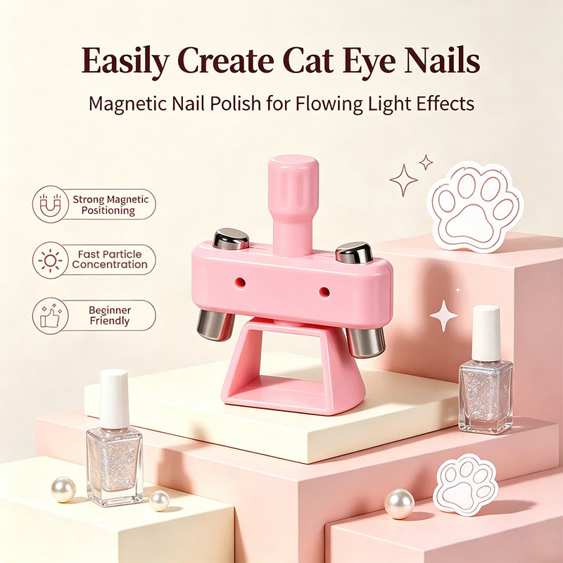 Rotating Glass Bead Cat Eye Tool for creating halo cat eye nails with strong magnetic positioning and easy use.