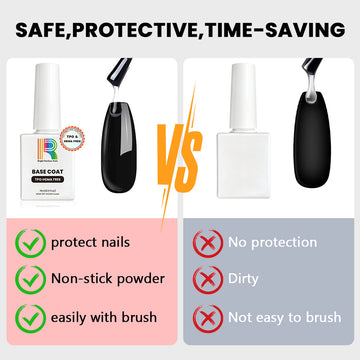 Strong adhesion gel base coat with flat brush — safe formula, no yellowing, super clear, self-leveling