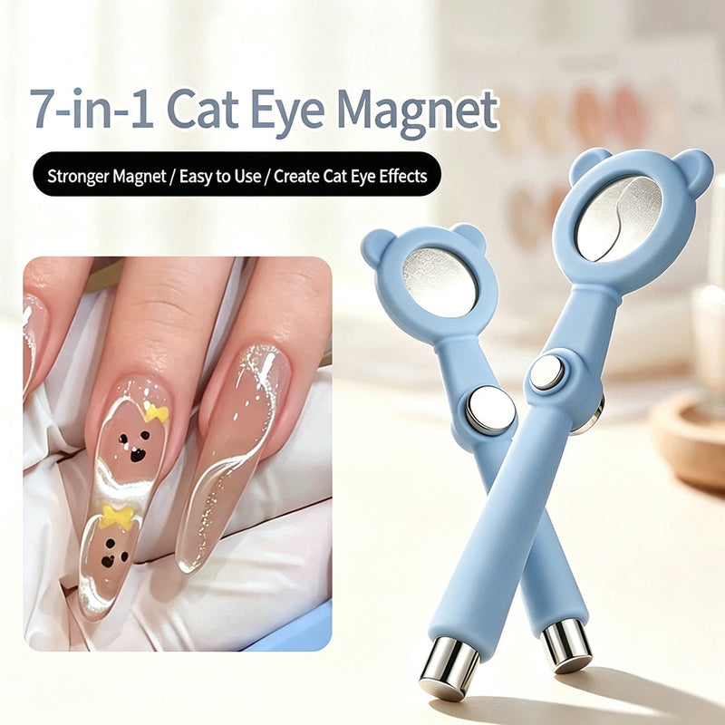 7-in-1 cat eye nail magnet with bear design for creating stunning cat eye nail effects.