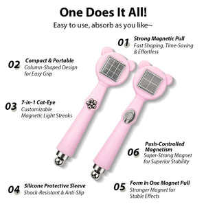 6-in-1 Bear Cat Eye Magnet features - strong magnetic pull compact portable silicone protective sleeve