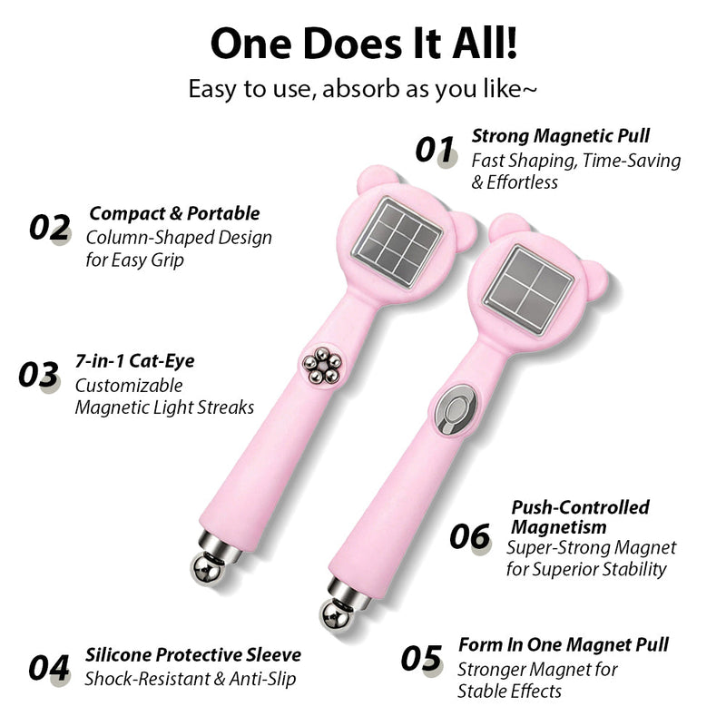 6-in-1 Bear Cat Eye Magnet features - strong magnetic pull compact portable silicone protective sleeve