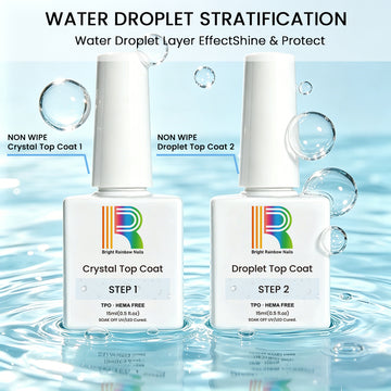 Raindrop Effect Top Coat Set Crystal & Droplet TPO HEMA Free 15ml