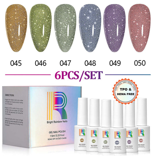 Enchanted Blooms - Glitter Gel Nail Polish 6 Colors Set 7.5ml