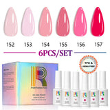 Pink Gradient- Nude to Rose Jelly Gel Polish Set 6 Colors 7.5ml