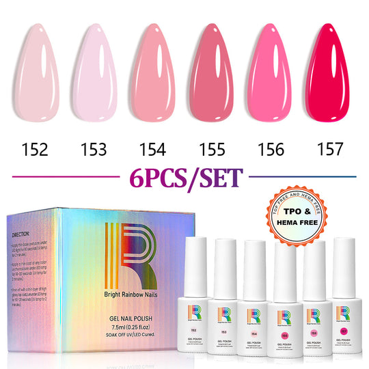 Pink Gradient- Nude to Rose Jelly Gel Polish Set 6 Colors 7.5ml
