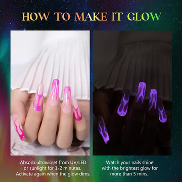 Halloween Bright – Neon Glow-in-the-Dark Cat Eye Gel Polish  6 Colors Set 7.5ml