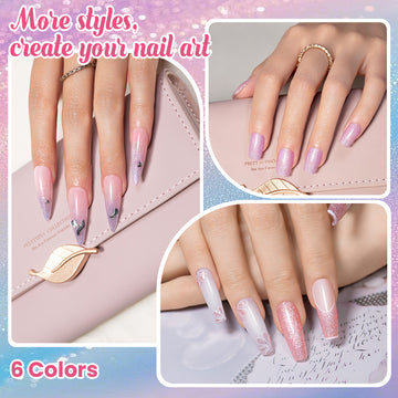 Aurora Fleur 6-Color Glitter Gel Polish Set TPO HEMA Free 7.5ml