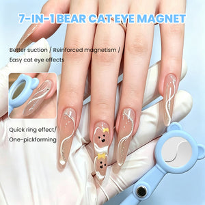 Nail design using 7-in-1 cat eye nail magnet showcasing better suction and easy cat eye effects.