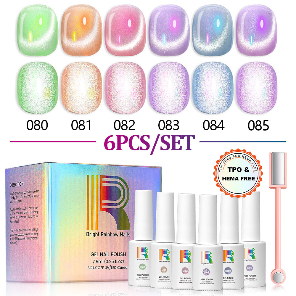 Celestial  Fairy - Aurora Velvet Cat Eye Gel Nail Polish 6 Colors Set 7.5ml