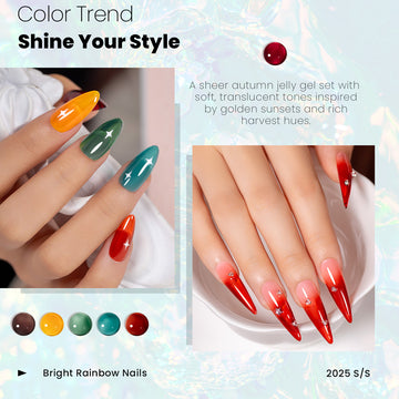 Twilight Harvest- Sheer Autumn Tones Jelly Gel Polish  Set 6 Colors 7.5ml