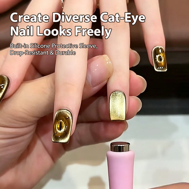 Create diverse cat eye nail looks freely with 6-in-1 Bear Cat Eye Magnet - gold cat eye nail art
