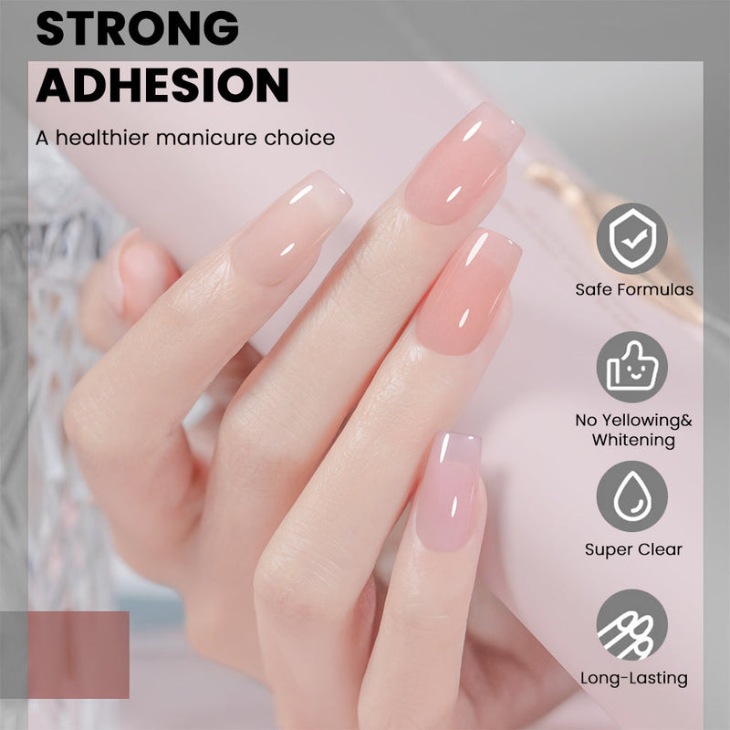 3-in-1 gel top coat kit showcasing strong adhesion and healthy manicure choice with safe formulas and long-lasting finish.