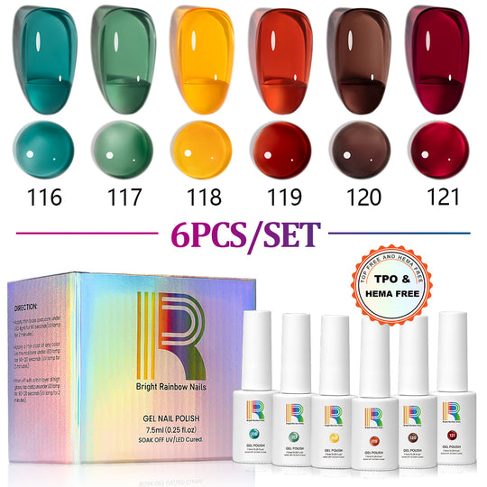 Twilight Harvest- Sheer Autumn Tones Jelly Gel Polish  Set 6 Colors 7.5ml