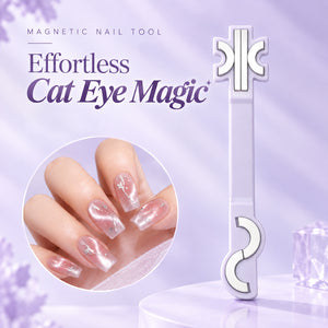 S Ribbon Cat Eye Magnet Stick and nails showcasing dual-end cat eye nail magnet for effortless nail art.
