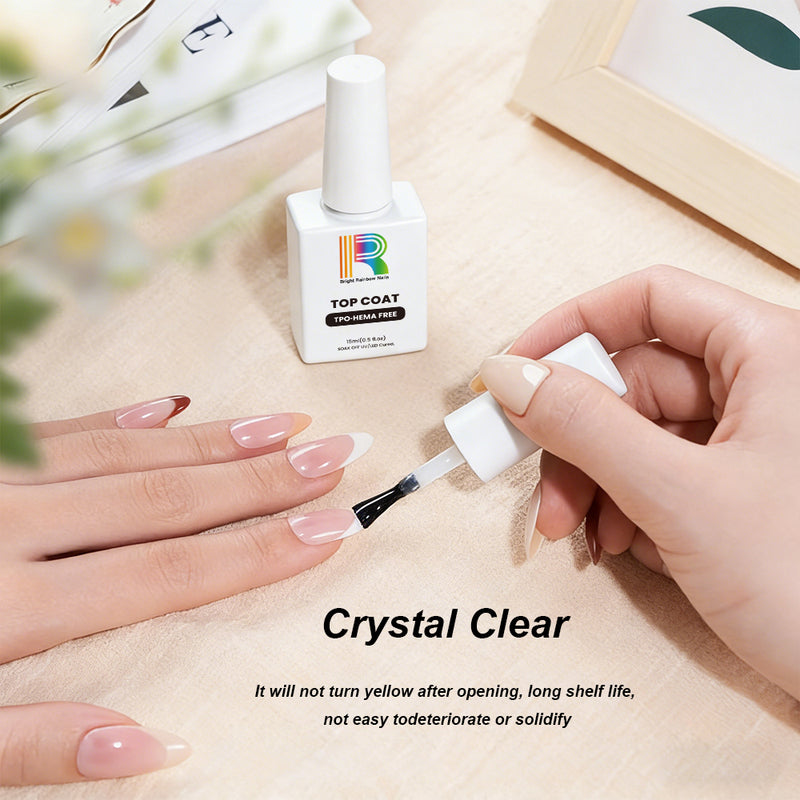 Bright Rainbow Nails Top Coat high-gloss shine finish sealing gel polish for shiny, chip-proof, peel-resistant manicure
