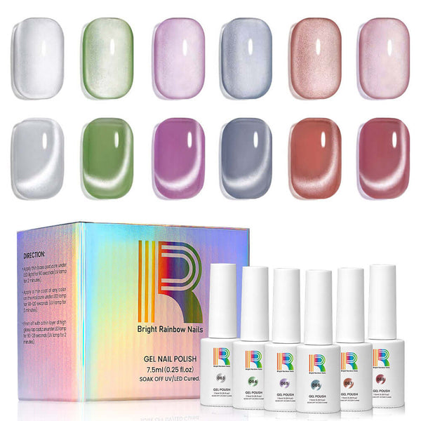Spring Whisper - Moonlit Velvet Cat Eye Gel Nail Polish 6 Colors Set 7.5ml