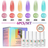 Sugar Bloom Pastel Jelly Gel Polish Set 6 Colors TPO HEMA Free 7.5ml