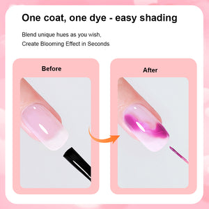 One coat one dye easy shading - blend unique hues create blooming effect in seconds with before and after nail art demonstration 