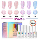 Aurora Fleur 6-Color Glitter Gel Polish Set TPO HEMA Free 7.5ml