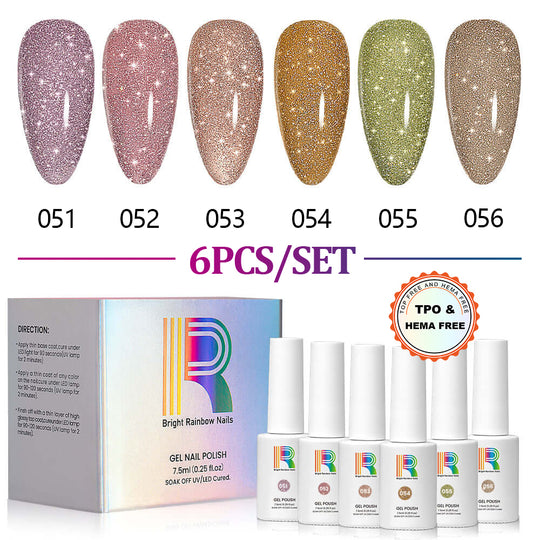 Sunlit Radiance - Glitter Gel Nail Polish 6 Colors Set 7.5ml